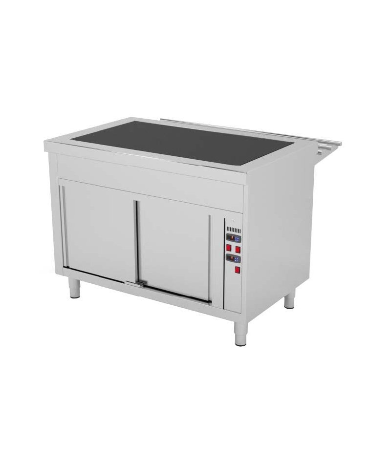 Mueble autoservicio self service con placa vitrocerámica con reserva