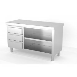 Mueble neutro central estándar estante intermedio abierto a 1 cara con módulo 3 cajones IZQUIERDA FONDO 600 Dimensiones(mm): 120