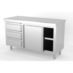 Mueble neutro central estándar estante intermedio puertas correderas con módulo 3 cajones IZQUIERDA FONDO 600 Dimensiones(mm): 1
