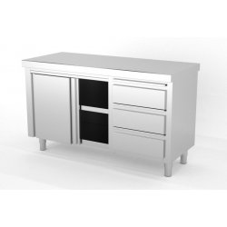 Mueble neutro central estándar estante intermedio puertas correderas con módulo 3 cajones DERECHA FONDO 700 Dimensiones(mm): 120
