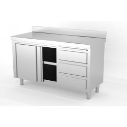 Mueble neutro mural estándar estante intermedio puertas correderas con módulo 3 cajones DERECHA FONDO 600 Dimensiones(mm): 1200x