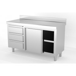 Mueble neutro mural estándar estante intermedio puertas correderas con módulo 3 cajones IZQUIERDA FONDO 700 Dimensiones(mm): 120