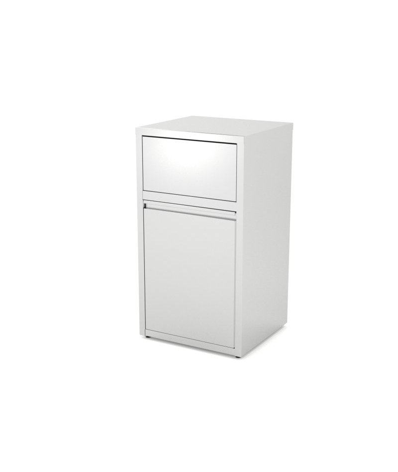 Mueble neutro contenedor de residuos con puerta frontal y abatible superior
