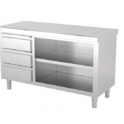 Mueble neutro mural estándar estante intermedio con módulo 3 cajones IZQUIERDA FONDO 600 Dimensiones(mm): 1200x600x850