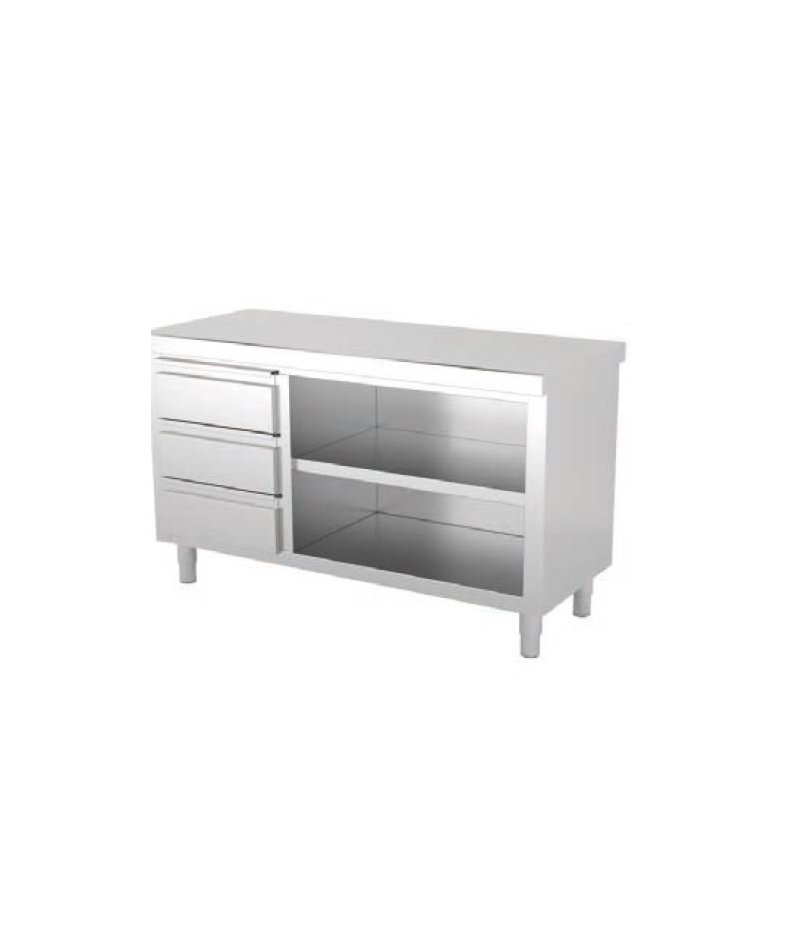 Mueble neutro mural con módulo de 3 cajones a la izquierda - Fondo 600