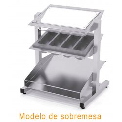 Mueble autoservicio self service bandejero, cubertero, panero