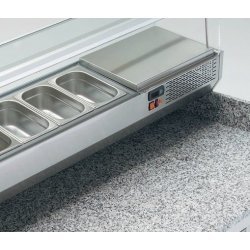 Mesa fría para pizza de 3 puertas más cajones 40x60