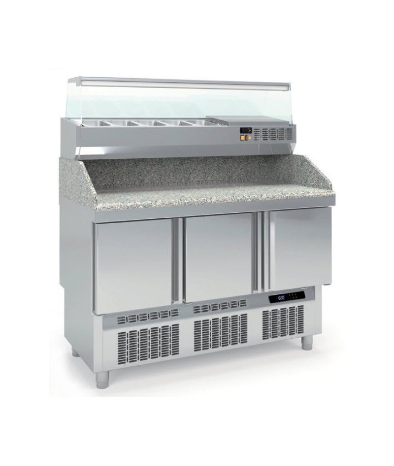Mesa fría para pizza compacta 3 puertas maxi GN1/1 320L