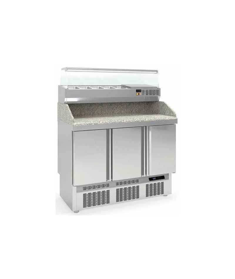 Mesa fría para pizza compacta 3 puertas maxi GN1/1 450L
