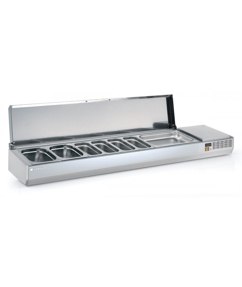 Expositor ingredientes GN1/3 fast-food tapa inox