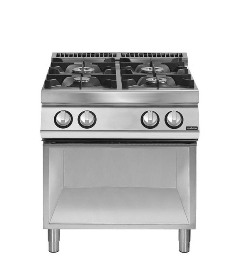 Cocina a gas 4 fuegos Fondo 700 Base abierta Pratika