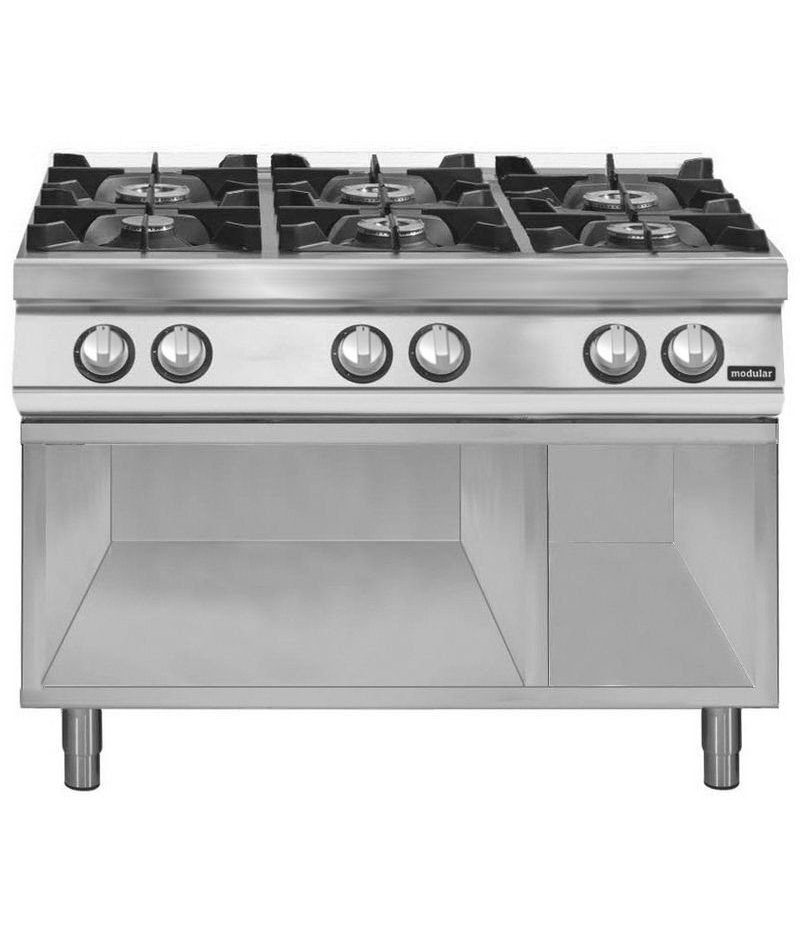 Cocina a gas 6 fuegos Fondo 700 Base abierta Pratika