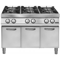 Cocina a gas 6 fuegos Fondo 700 Base con puerta Pratika