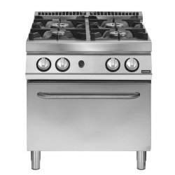 Cocina a gas de 4 fuegos sobre horno gas GN 2/1 Fondo 700 Pratika