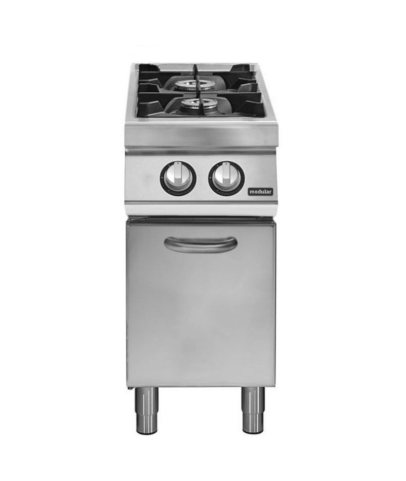 Cocina gas 2 fuegos Fondo 900 Base con puerta Pratika
