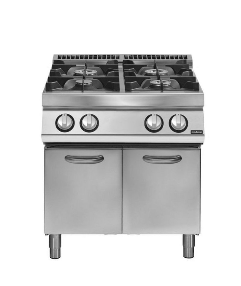 Cocina gas 4 fuegos Fondo 900 Base con puerta Pratika PK 90/80 PCGB-P