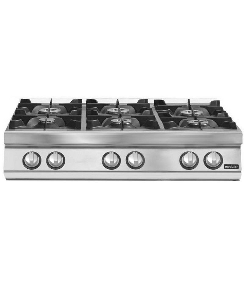 Cocina gas 6 fuegos Fondo 900 Sobremesa Pratika