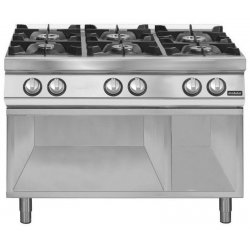Cocina gas 6 fuegos Fondo 900 Base abierta Pratika