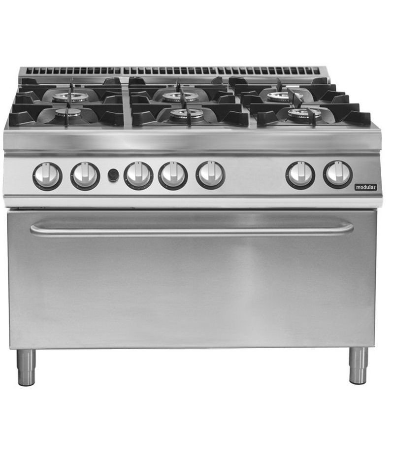 Cocina a gas 6 fuegos con horno maxi gas Fondo 900 Pratika