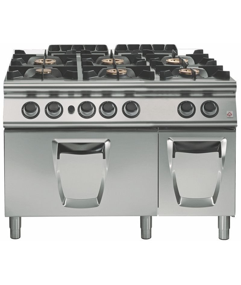Cocina a gas a 6 fuegos Fondo 700 Base con horno a gas Emotion