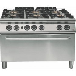 Cocina a gas a 6 fuegos Fondo 700 Base con horno maxi gas Emotion