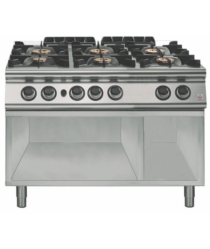 Cocina a gas 6 fuegos Fondo 900 Base abierta Emotion