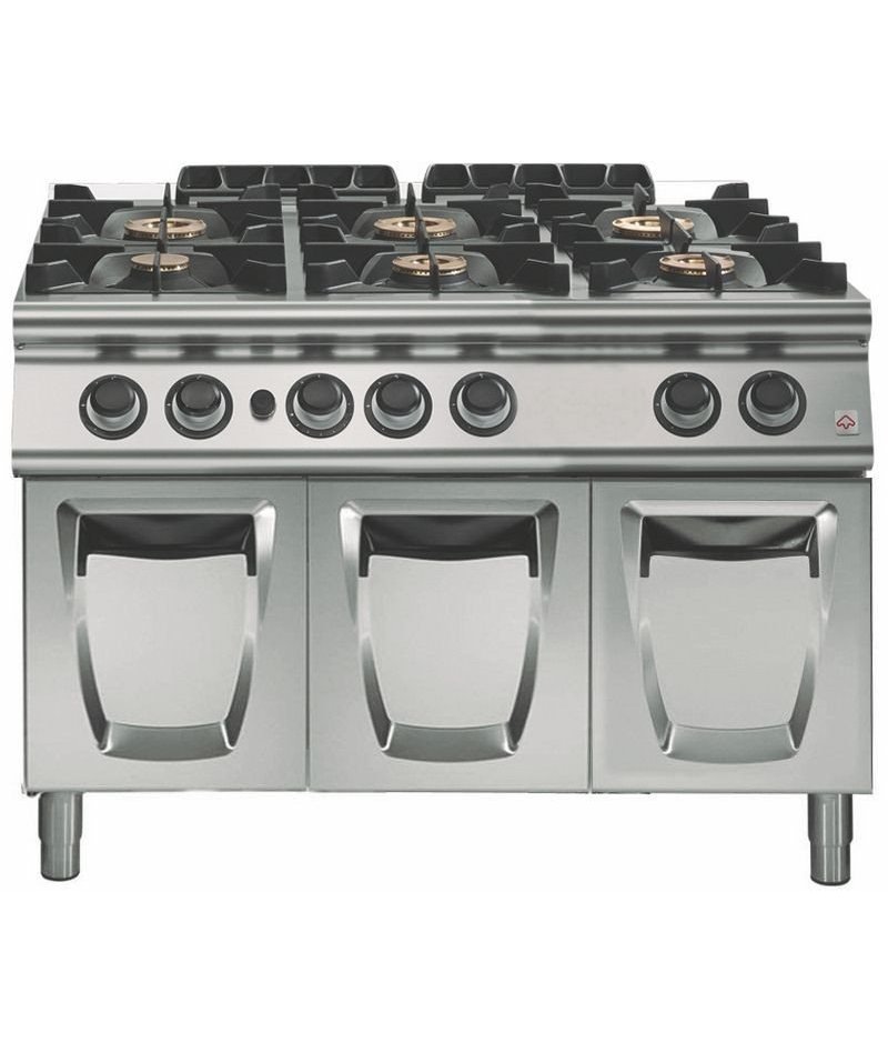 Cocina a gas 6 fuegos Fondo 900 Base con puerta Emotion