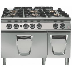 Cocina a gas 6 fuegos con horno gas GN 2/1 Fondo 900 Emotion