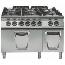 Cocina a gas 6 fuegos con horno eléctrico GN 2/1 Fondo 900 Emotion