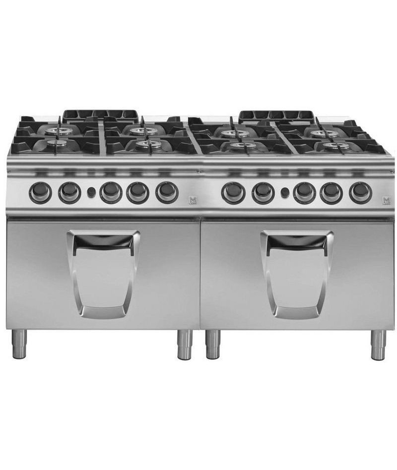 Cocina a gas 8 fuegos con 2 hornos gas GN 2/1 Fondo 900 Emotion