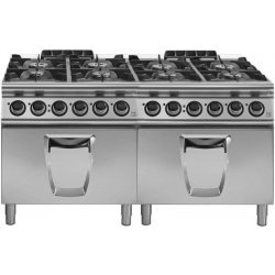 Cocina a gas 8 fuegos con 2 hornos eléctricos GN 2/1 Fondo 900 Emotion