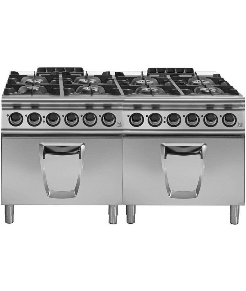 Cocina a gas 8 fuegos con 2 hornos eléctricos GN 2/1 Fondo 900 Emotion
