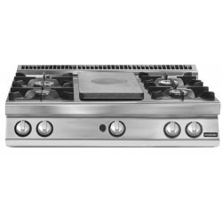 Placa radiante a gas de sobremesa + 4 fuegos Fondo 700 Serie Pratika