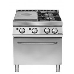 Placa radiantes a gas con horno gas GN 2/1 + 2 fuegos Fondo 900 Serie Pratika