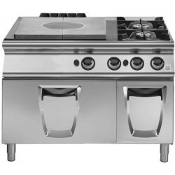 Placa radiante a gas con horno gas GN 2/1 + 2 fuegos - Fondo 700 Serie Emotion