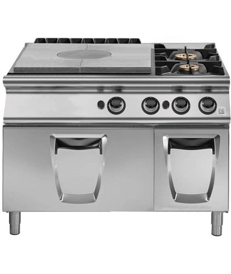 Placa radiante a gas con horno gas GN 2/1 + 2 fuegos - Fondo 900 Serie Emotion