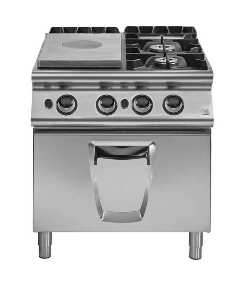 Placa radiantes a gas con horno gas GN 2/1 + 2 fuegos Fondo 900 Serie Emotion