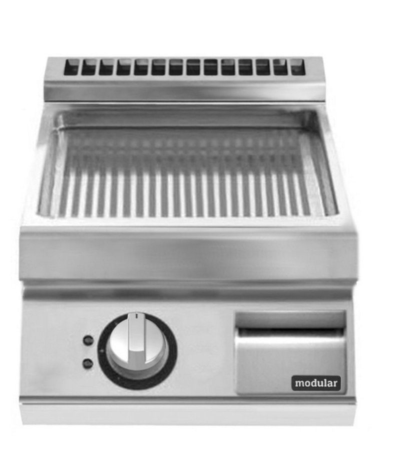 Plancha eléctrica ondulada cromada de sobremesa PK 90/40 FTRES-CR-T