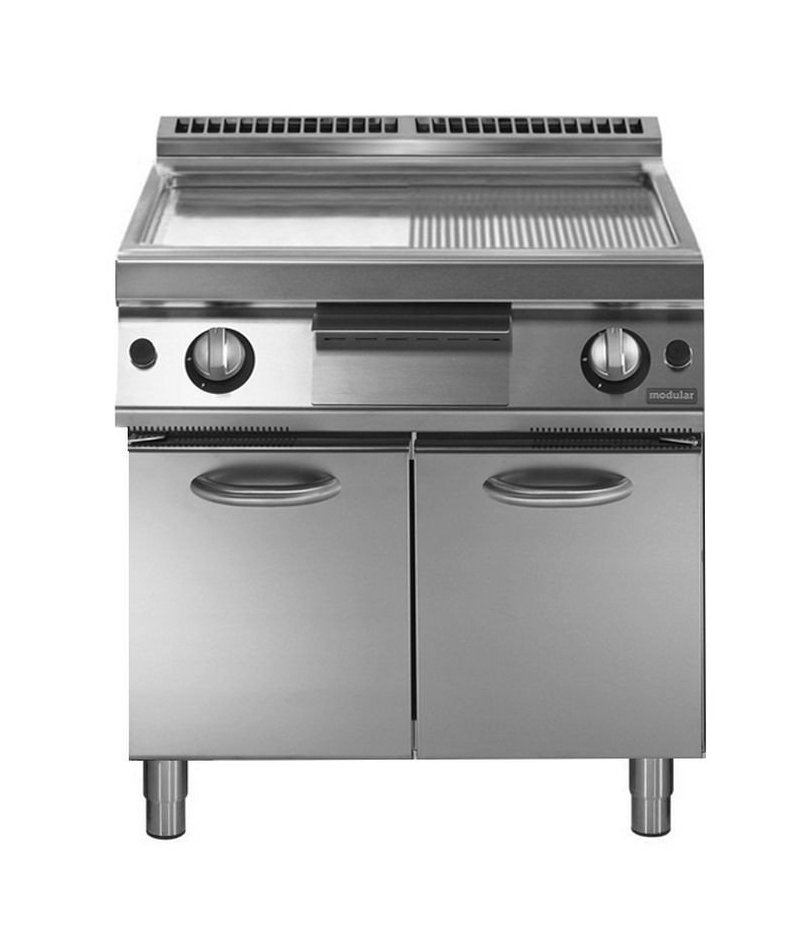 Plancha a gas mixta cromada de base con puerta PK 90/80 FTRGS-CR-P