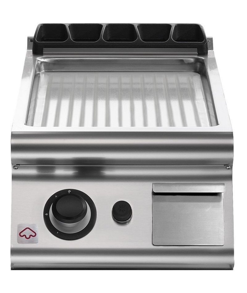 Plancha a gas ondulada cromada de sobremesa EM 90/40 FTRGS-CR-T