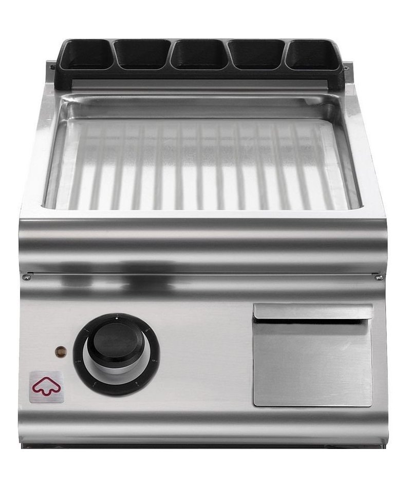 Plancha eléctrica ondulada cromada de sobremesa EM 90/40 FTRES-CR-T