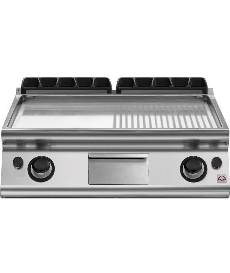 Plancha a gas mixta cromada de sobremesa Extreme EM 90/80 FTRG-CR-T