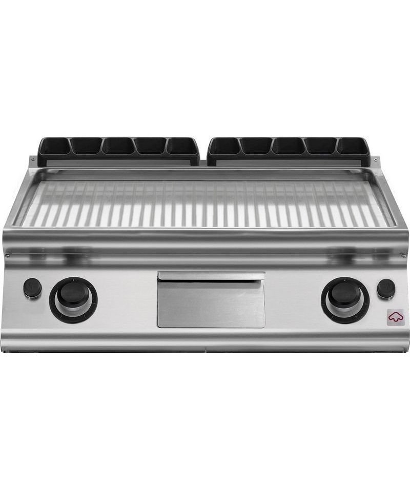 Plancha a gas ondulada cromada de sobremesa Extreme EM 90/80 FTRRG-CR-T
