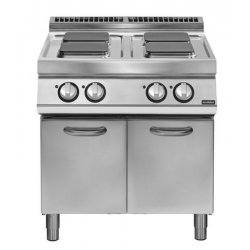 Cocina eléctrica sobre base con puertas 4 fuegos redondos Fondo 700 Pratika