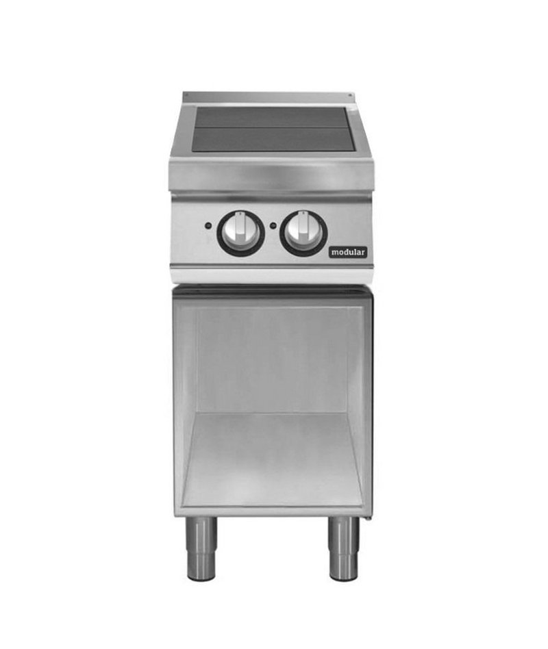 Cocina eléctrica con 2 planchas basculantes de base abierta Fondo 900 Pratika