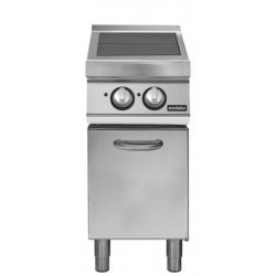 Cocina eléctrica con 2 planchas basculantes sobre base con puerta Fondo 900 Pratika