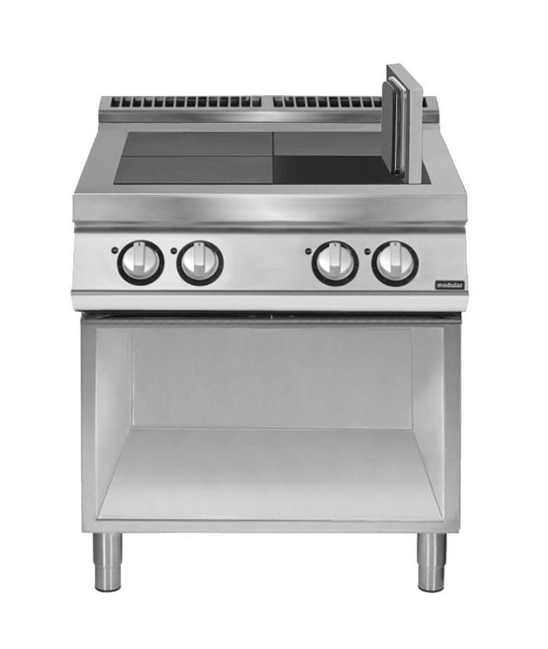 Cocina eléctrica con 4 planchas basculantes de base abierta Fondo 900 Pratika