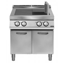 Cocina eléctrica con 4 planchas basculantes sobre base con puerta Fondo 900 Pratika