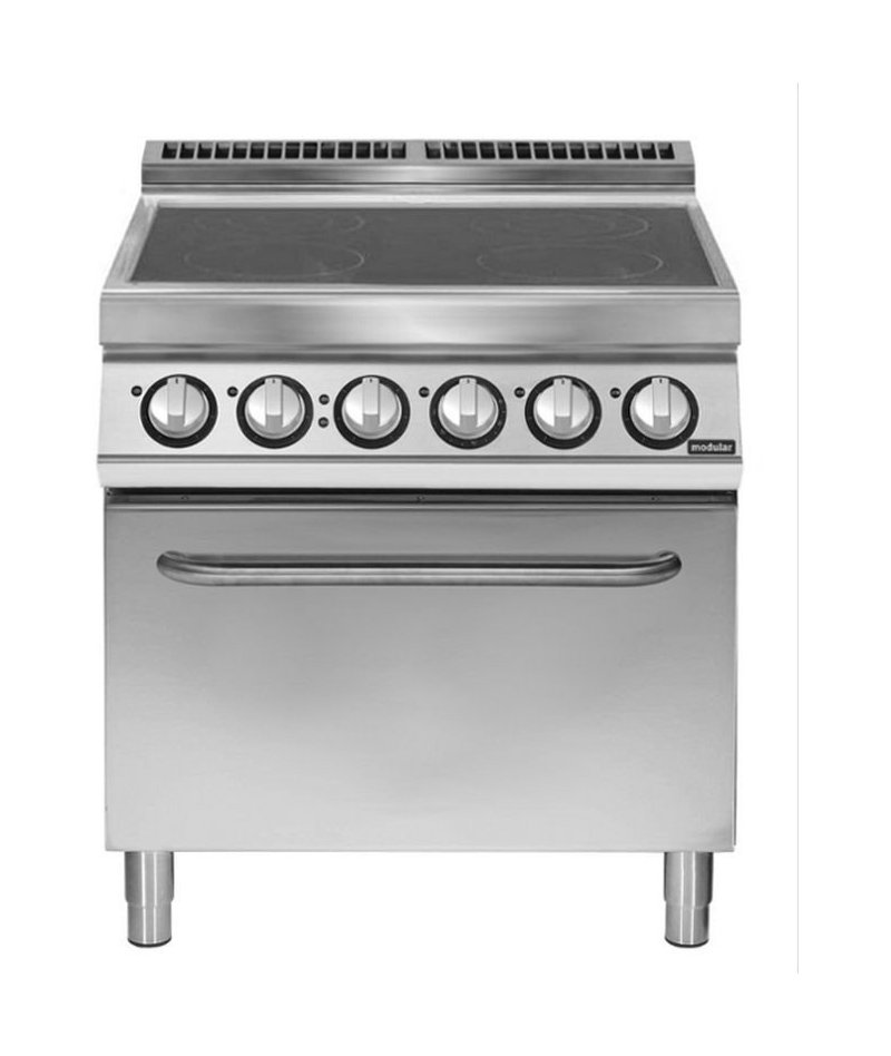 Cocina vitrocerámicas con horno de convección 4 zonas de cocción Fondo 900 Pratika
