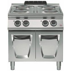 Cocina eléctrica sobre base con puerta 4 fuegos redondos Fondo 700 Emotion